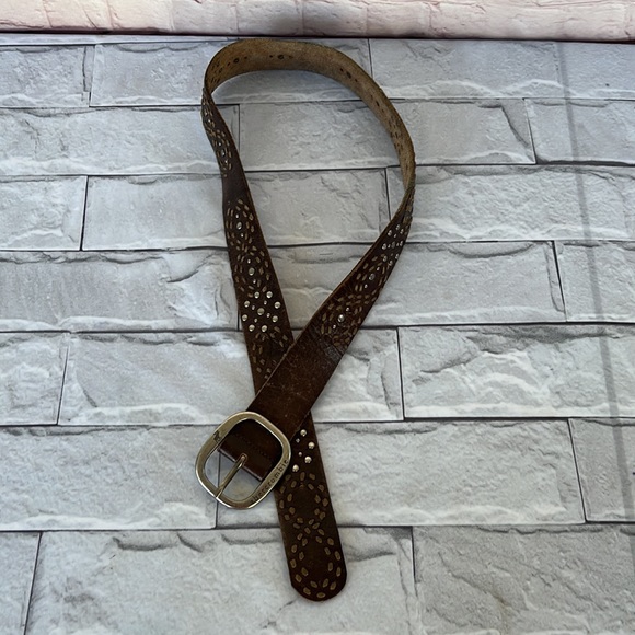 Abercrombie studded brown leather belt size L-XL - Picture 4 of 7